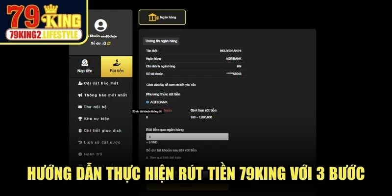 Hướng dẫn thực hiện rút tiền 79KING với 3 bước